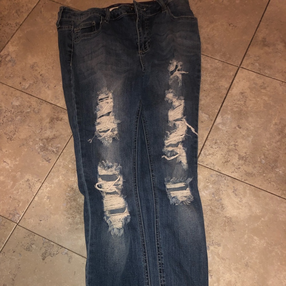 Ripped bluejeans